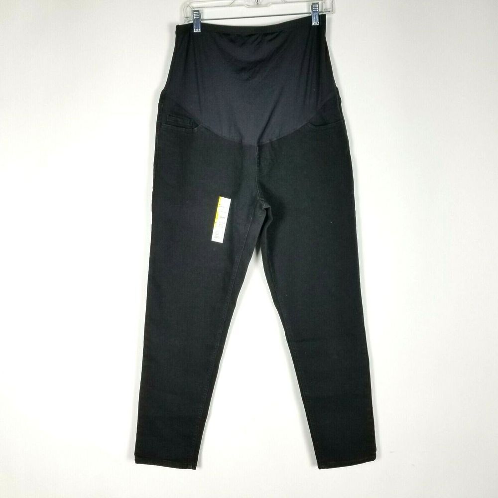 Time and Tru Maternity Skinny Jeans Size L Comfort Full Panel Belly Band Black